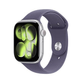 Apple Watch Series 11 GPS, Cassa 46 mm in alluminio color argento con Cinturino Sport viola nebbia - S/M