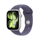 Apple Watch Series 11 GPS + Cellular, Cassa 46 mm in alluminio color argento con Cinturino Sport viola nebbia - S/M