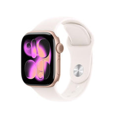 Apple Watch Series 11 GPS, Cassa 42 mm in alluminio color oro rosa con Cinturino Sport rosa fard - M/L