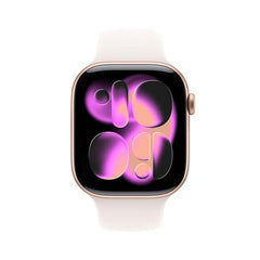 Apple Watch Series 11 GPS, Cassa 46 mm in alluminio color oro rosa con Cinturino Sport rosa fard - M/L