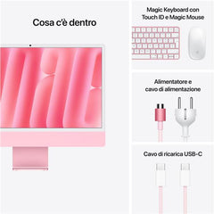 iMac 24" con display Retina 4,5K: Chip Apple M4 con CPU 10-core e GPU 10-core, 16GB, 512GB SSD - Rosa