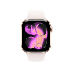 Apple Watch Series 11 GPS, Cassa 42 mm in alluminio color oro rosa con Cinturino Sport rosa fard - S/M