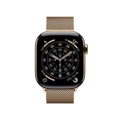 Apple Watch Series 11 GPS + Cellular, Cassa 42 mm in titanio color oro con Loop in maglia milanese color oro