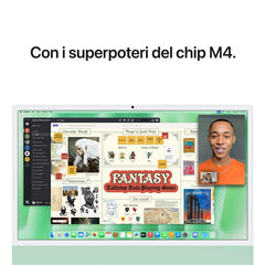 iMac 24" con display Retina 4,5K: Chip Apple M4 con CPU 10-core e GPU 10-core, 16GB, 256GB SSD - Verde