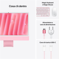 iMac 24" con display Retina 4,5K: Chip Apple M4 con CPU 8-core e GPU 8-core, 16GB, 256GB SSD - Rosa