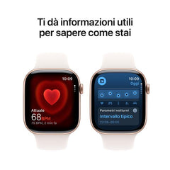 Apple Watch Series 11 GPS, Cassa 46 mm in alluminio color oro rosa con Cinturino Sport rosa fard - S/M