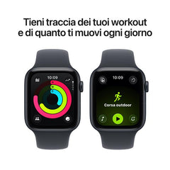 Apple Watch SE 3 GPS, Cassa 44 mm in alluminio mezzanotte con Cinturino Sport mezzanotte - S/M