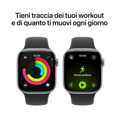 Apple Watch Series 11 GPS, Cassa 42 mm in alluminio grigio siderale con Cinturino Sport nero - M/L