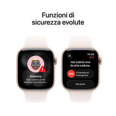 Apple Watch Series 11 GPS, Cassa 42 mm in alluminio color oro rosa con Cinturino Sport rosa fard - M/L