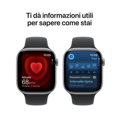 Apple Watch Series 11 GPS, Cassa 46 mm in alluminio grigio siderale con Cinturino Sport nero - M/L