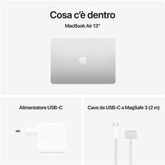 MacBook Air 13": Chip Apple M4 con CPU 10-core e GPU 10‑core, 24GB, 512GB SSD - Argento