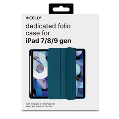 BOOKFOLIO - Custodia a libro colore blu con funzione stand, porta pennino compatibile con Apple iPad 7 gen/8 gen/9 gen