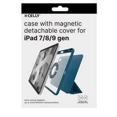 BOOKMAG - Custodia colore blu magnetica removibile, composta da cover e custodia magnetiche compatibile con Apple iPad 7/8/9 gen