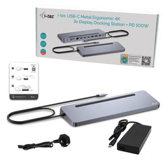 i-tec USB-C Metal Ergonomic 3x 4K Display Docking Station + Power Delivery 100 W