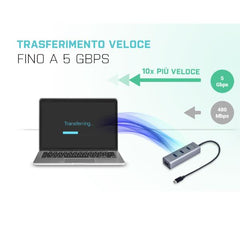 HUB USB-C a 4 Porte USB A 3.0