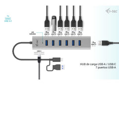 HUB USB - Usb-A / Usb-C - a 7 Porte USB A 3.2 Gen 1 (BC 1.2 fino a 7,5 per porta)