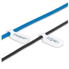 Etichette per cavi da 9cm, confezione da 100, bianco, Etichette per la gestione cavi con fissaggio a strappo, etichette segnacavi scrivibili