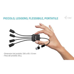 Cavo HUB USB-C/USB-A a 4 porte USB 3.2 Gen 1(2x USB-C, 2x USB-A)