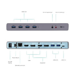 Docking station Universale USB 3.0/USB-C per 2 Monitor 5K (2xDP, 2xHDMI), 6x USB 3.0