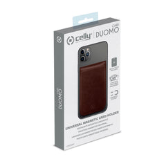 CARDD - Porta carte magnetico universale per il retro degli smartphone materiale pelle sintetica colore marrone
