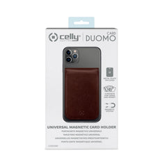 CARDD - Porta carte magnetico universale per il retro degli smartphone materiale pelle sintetica colore marrone