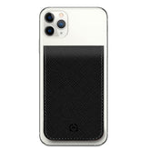 CARDV - Porta carte magnetico universale per il retro degli smartphone materiale pelle sintetica con finitura saffiano colore nero