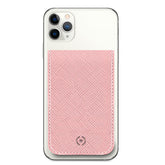 CARDV - Porta carte magnetico universale per il retro degli smartphone materiale pelle sintetica con finitura saffiano colore rosa cipria