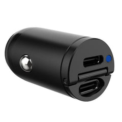 CCMINI2USBC - Caricabatteria da auto con doppia porta USB-C, potenza massima 30 Watt, tecnologia Power Delivery, dotati di leva per facilitarne inserimento e rimozione, luce led