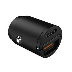 CCMINIUSBUSBC - Caricabatteria da auto con doppia porta USB-A e USB-C, potenza massima 30 Watt, tecnologia Power Delivery, dotati di leva per inserimento e rimozione, luce led