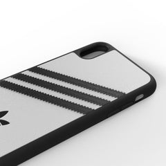 ADIDAS ORIGINALS - Cover SAMBA in TPU+Poliuretano con bordi rialzati di colore bianco con strisce nere compatibile con Apple iPhone Xs Max
