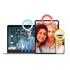 CLICKLIGHT - Luce flash aggiuntiva per smartphone, compatibilità universale, clip regolabile, 3 diverse tonalità di luce, ricarica tramite cavo Micro usb, luci RGB