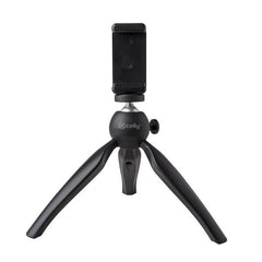 CLICKTRI - Treppiede universale compatibile con smartphone fino a 6.2" dimensione display, portatile, testina orientabile fino a 360°, dotata di filettatura 1/4", altezza 19 cm