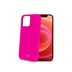 CROMO FLUO - Cover in morbido TPU con finitura soft touch colore rosa fluo compatibile con Apple iPhone 13 Mini