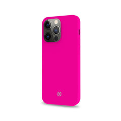 CROMO FLUO - Cover in morbido TPU con finitura soft touch colore rosa fluo compatibile con Apple iPhone 13 Pro