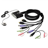 KVM cavo USB HDMI/audio a 2 porte con selettore porta remota