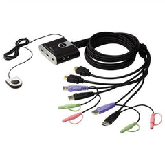 KVM cavo USB HDMI/audio a 2 porte con selettore porta remota