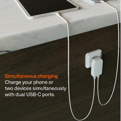 ChargePlus Dual USB-C Slim Wall Charger 45W EU - White