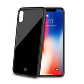 DIAMOND - Cover rigida in vetro temperato anti-graffio e bordi in TPU colore nero compatibile con Apple iPhone Xs/ iPhone X