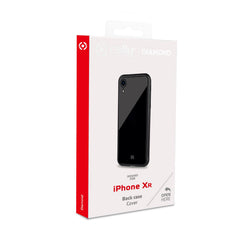DIAMOND - Cover rigida in vetro temperato anti-graffio e bordi in TPU colore nero compatibile con Apple iPhone Xr