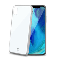 DIAMOND - Cover rigida in vetro temperato anti-graffio e bordi in TPU colore bianco compatibile con Apple iPhone Xr