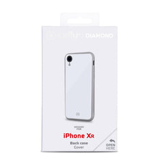 DIAMOND - Cover rigida in vetro temperato anti-graffio e bordi in TPU colore bianco compatibile con Apple iPhone Xr