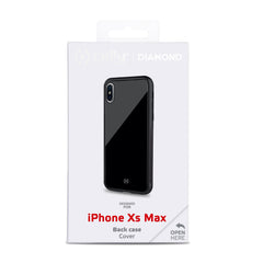 DIAMOND - Cover rigida in vetro temperato anti-graffio e bordi in TPU colore nero compatibile con Apple iPhone Xs Max