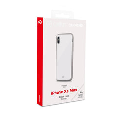 DIAMOND - Cover rigida in vetro temperato anti-graffio e bordi in TPU colore bianco compatibile con Apple iPhone Xs Max
