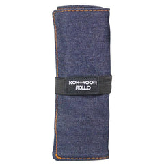 ASTUCCIO ARROTOLABILE JEANS BLU CON 24 SCOMPARTI E BUSTINA CON ZIP