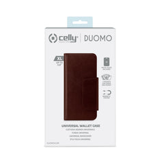 DUOMO - Custodia a libro con chiusura magnetica, slot porta carte colore marrone compatibile con gli smartphone fino a 5.8" dimensione display