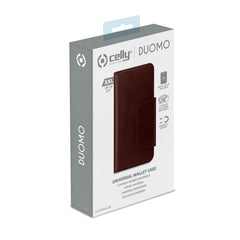 DUOMO - Custodia a libro con chiusura magnetica, slot porta carte colore marrone compatibile con gli smartphone fino a 6.5" dimensione display