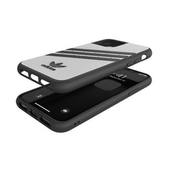 ADIDAS ORIGINALS - Cover SAMBA in TPU+Poliuretano con bordi rialzati di colore bianco con strisce nere compatibile con Apple iPhone 12 Mini