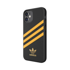 ADIDAS ORIGINALS - Cover SAMBA in TPU+Poliuretano con bordi rialzati di colore nera con strisce oro compatibile con Apple iPhone 12 Mini