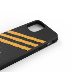 ADIDAS ORIGINALS - Cover SAMBA in TPU+Poliuretano con bordi rialzati di colore nera con strisce oro compatibile con Apple iPhone 12 Mini