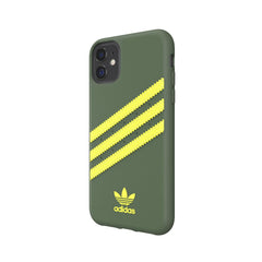 ADIDAS ORIGINALS - Cover SAMBA in TPU+Poliuretano con bordi rialzati di colore verde con strisce gialle compatibile con Apple iPhone 12 Mini